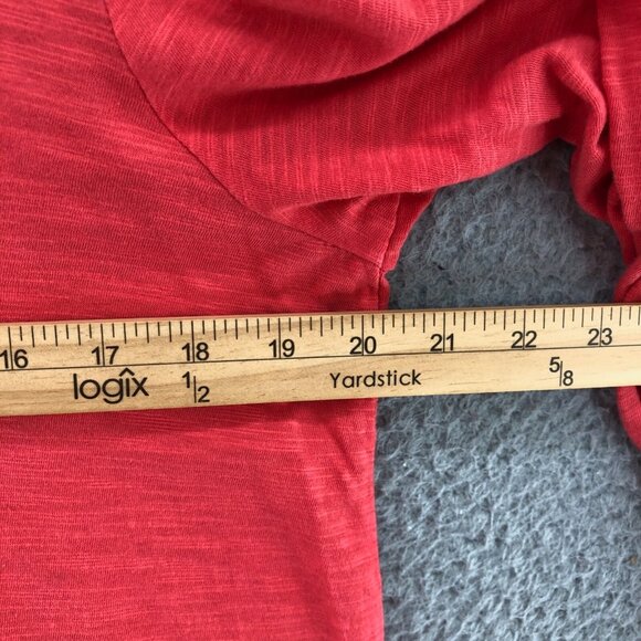 J Jill Hoodie Womens Extra Small Orange Roll Tab Sleeves Knit V Neck Pocket Tee* - Picture 9 of 11